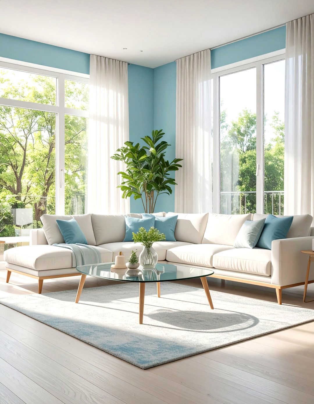 Airy Light Blue Living Room - 30 living room painting ideas