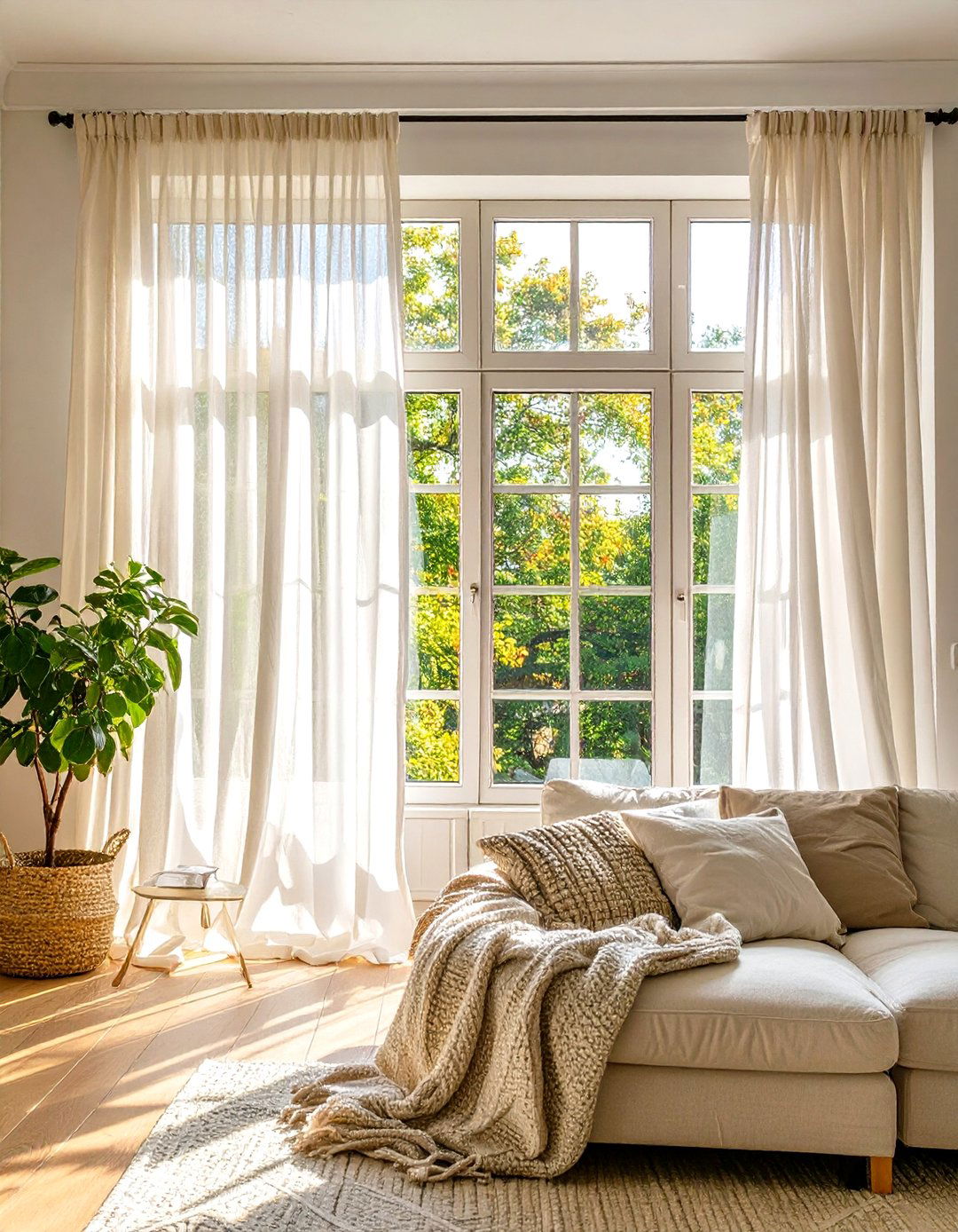 Airy Sheer Curtains for Diffused Light - 30 window treatment ideas for living room