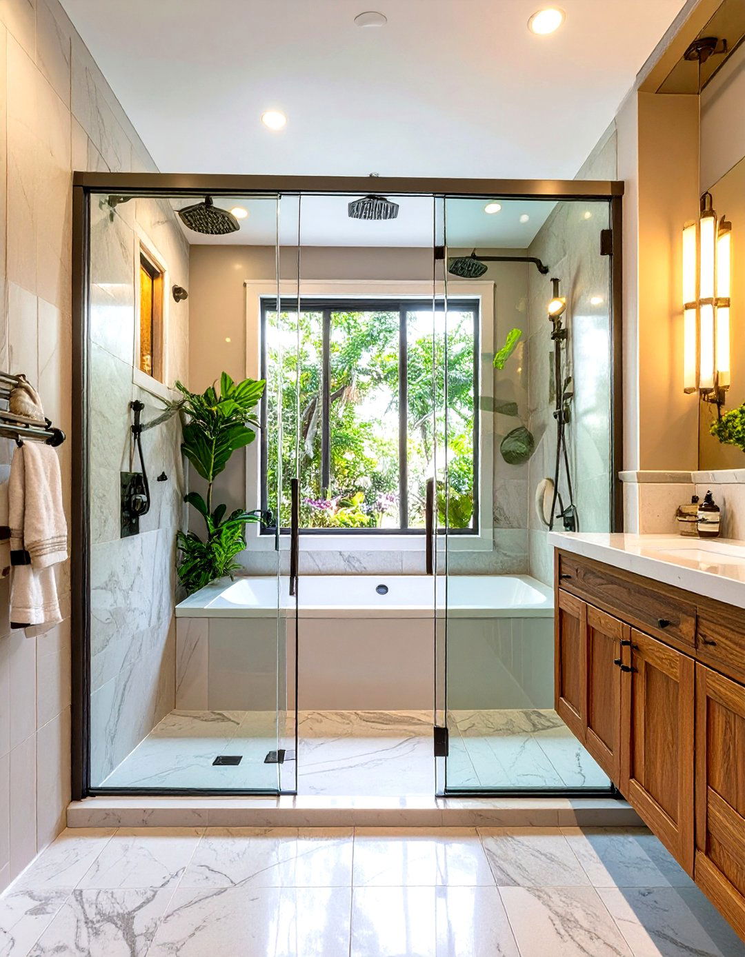 Alcove Shower with a Pivoting Glass Door - 30 tub to shower conversion ideas