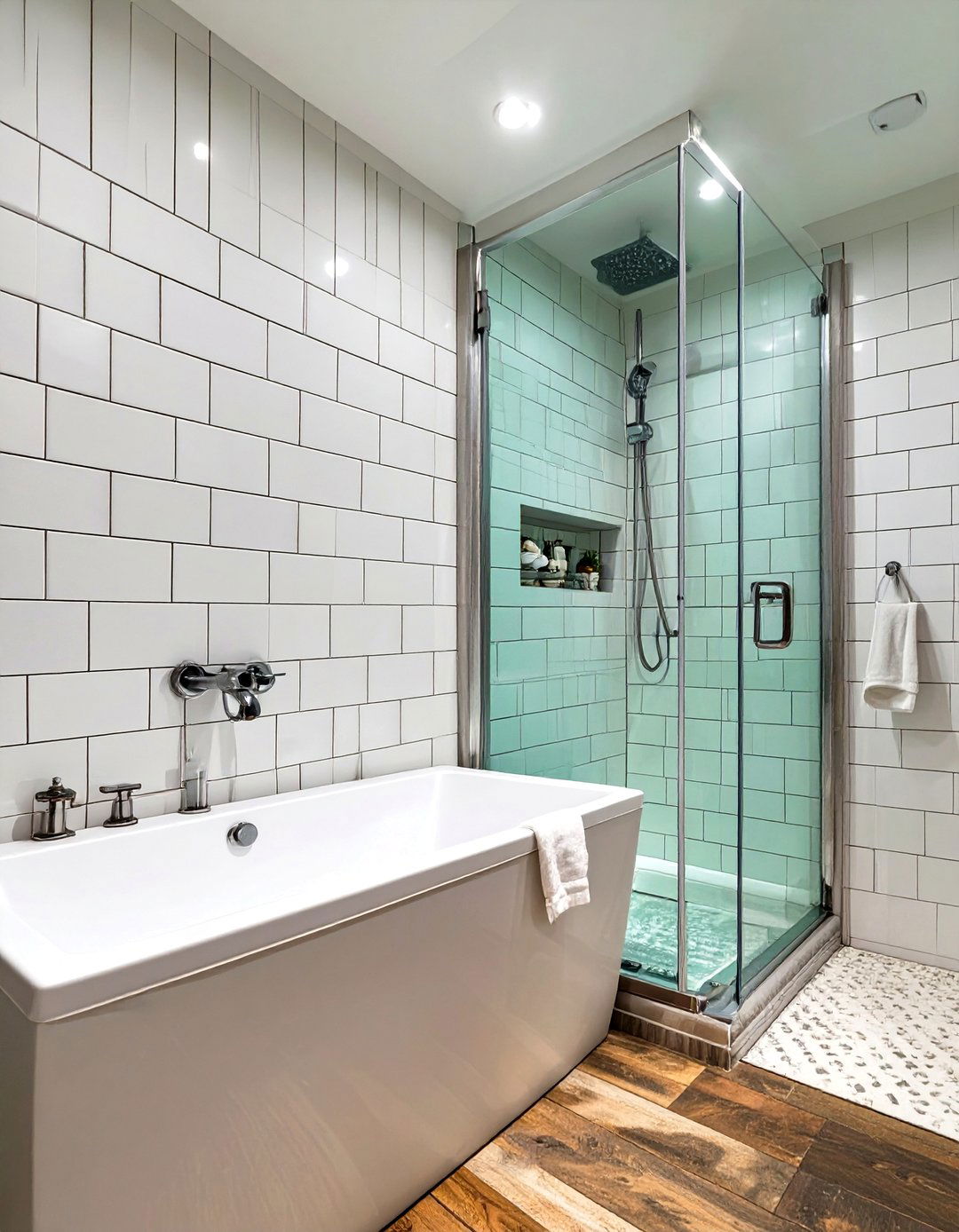 Alcove Tub and Shower Combination with a Glass Door - 30 shower and tub ideas