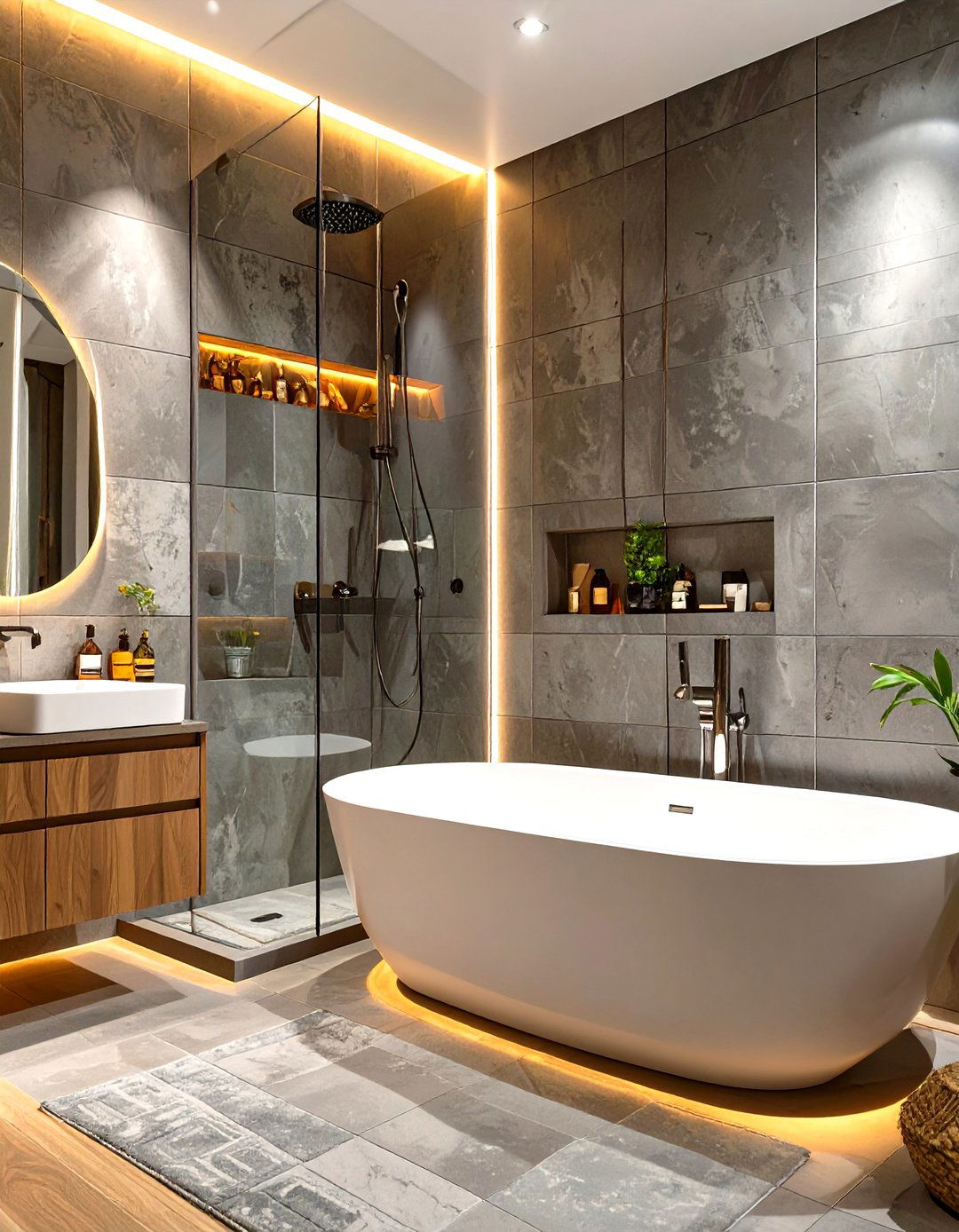 Alcove Tub with Full Height Tiled Surround and Ceiling - 30 shower and tub ideas