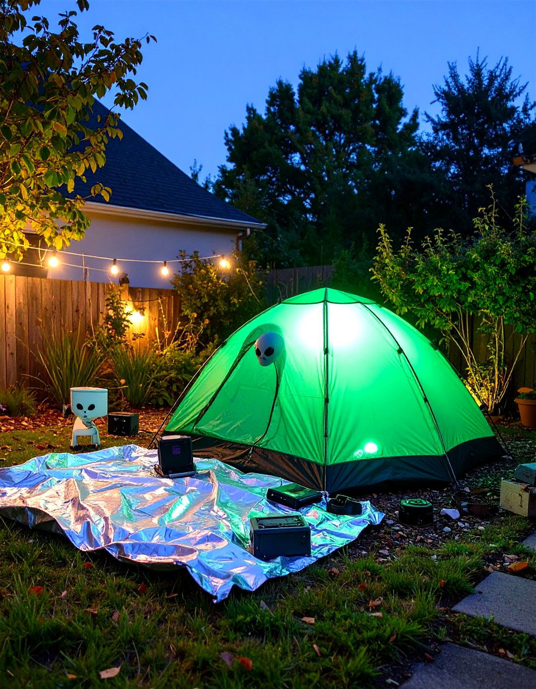 Alien Crash Site Scene - 30 halloween decoration ideas outdoor diy