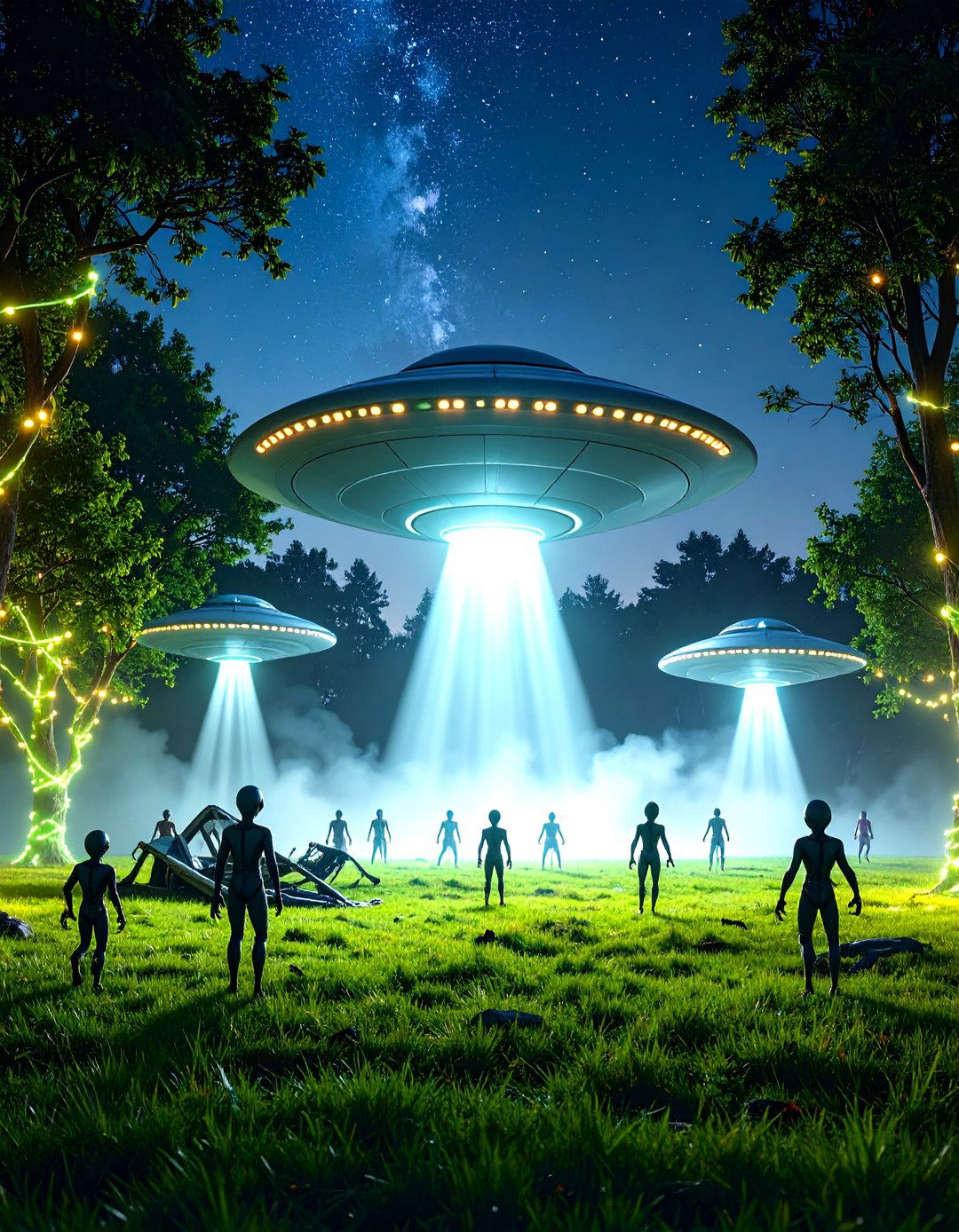 Alien Invasion Crash Site - 30 halloween decorations outdoor ideas