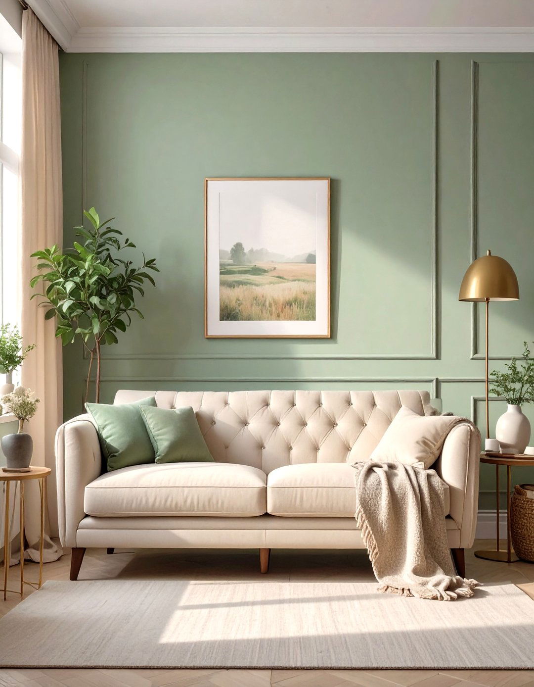 All Over Sage Green Walls - 30 sage green living room ideas