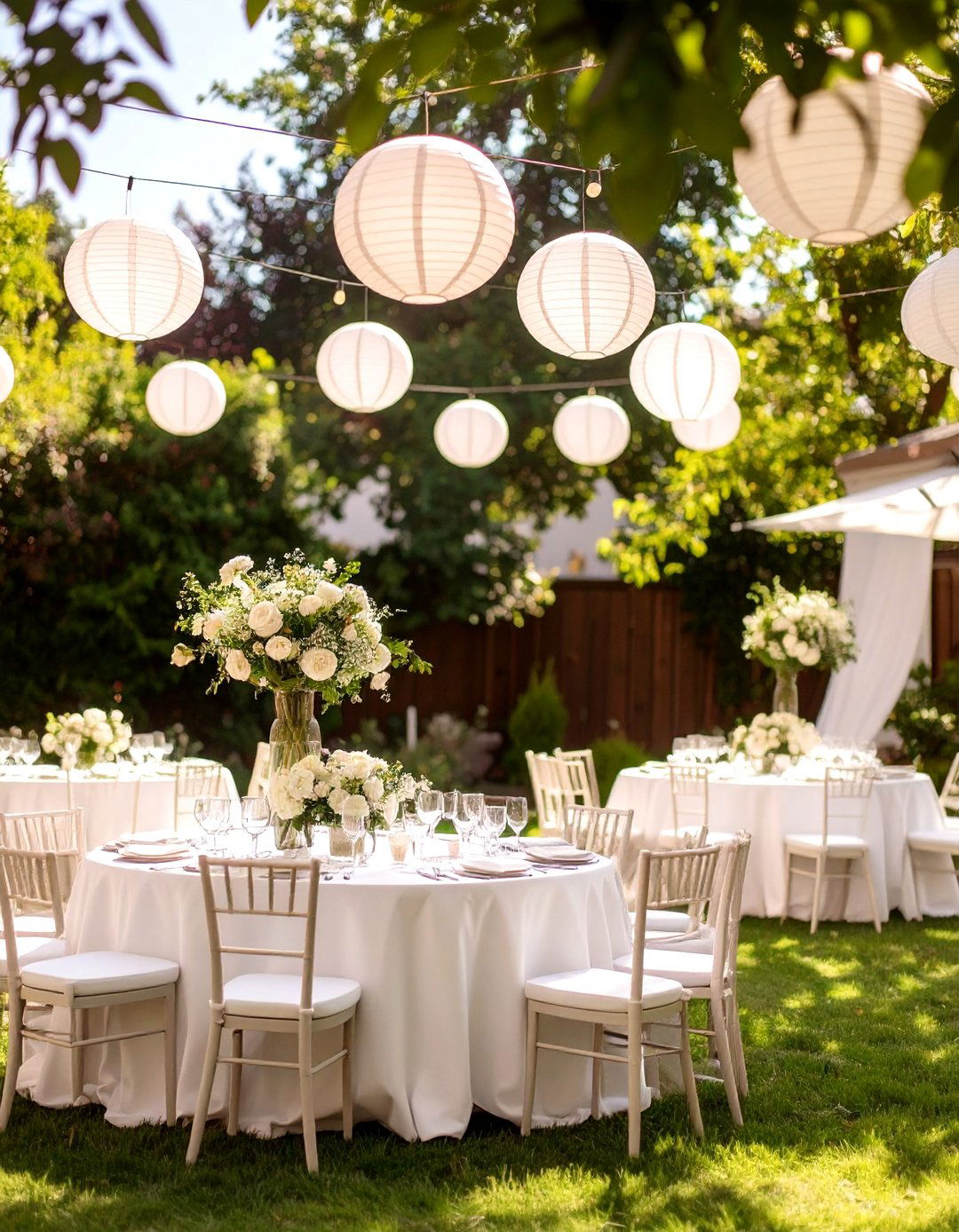 All White Elegant Affair Party - 30 backyard party ideas