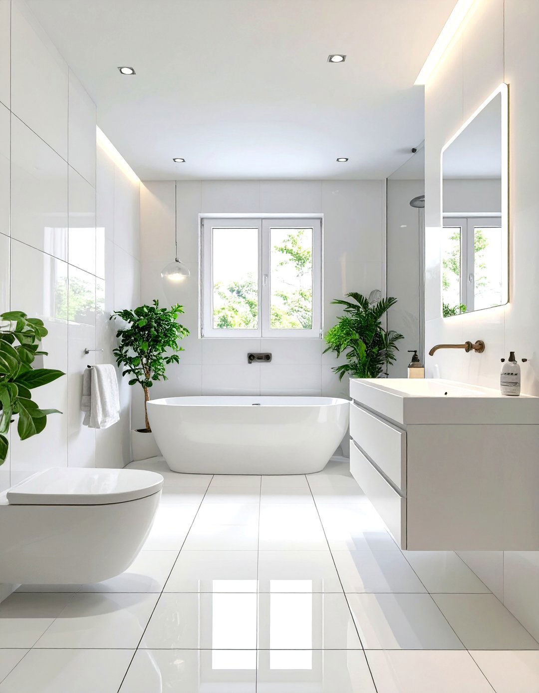 All White Minimalist Layout - 30 small bathroom layout ideas
