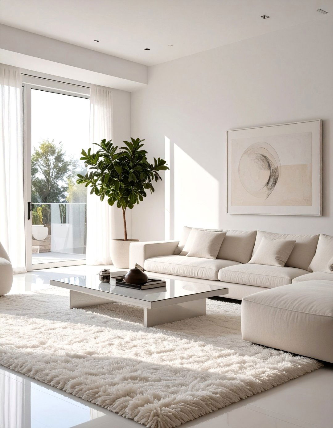 All White Minimalist Living Room - 30 ai minimalist living room ideas