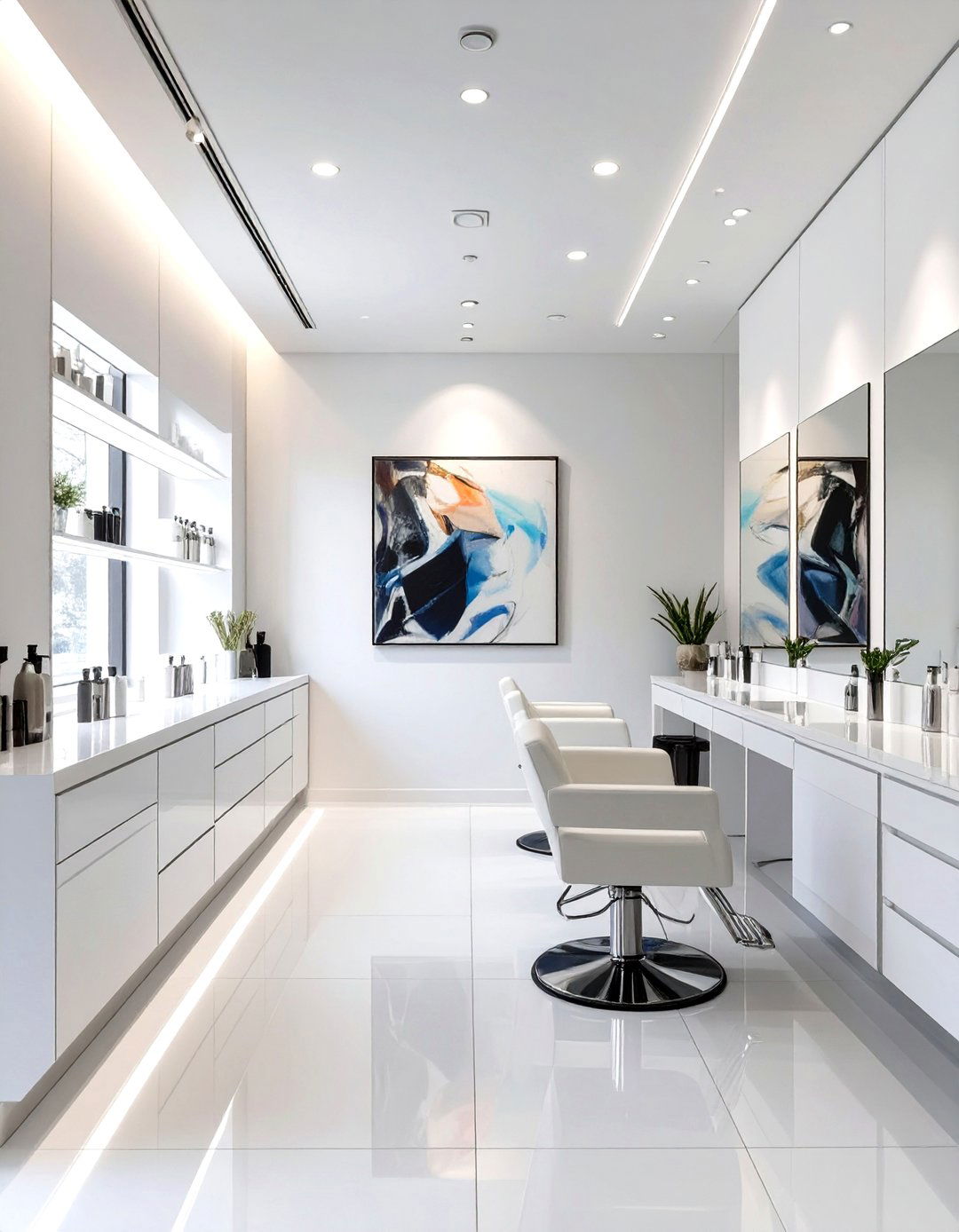 All White Minimalist Salon - 30 salon interior design ideas
