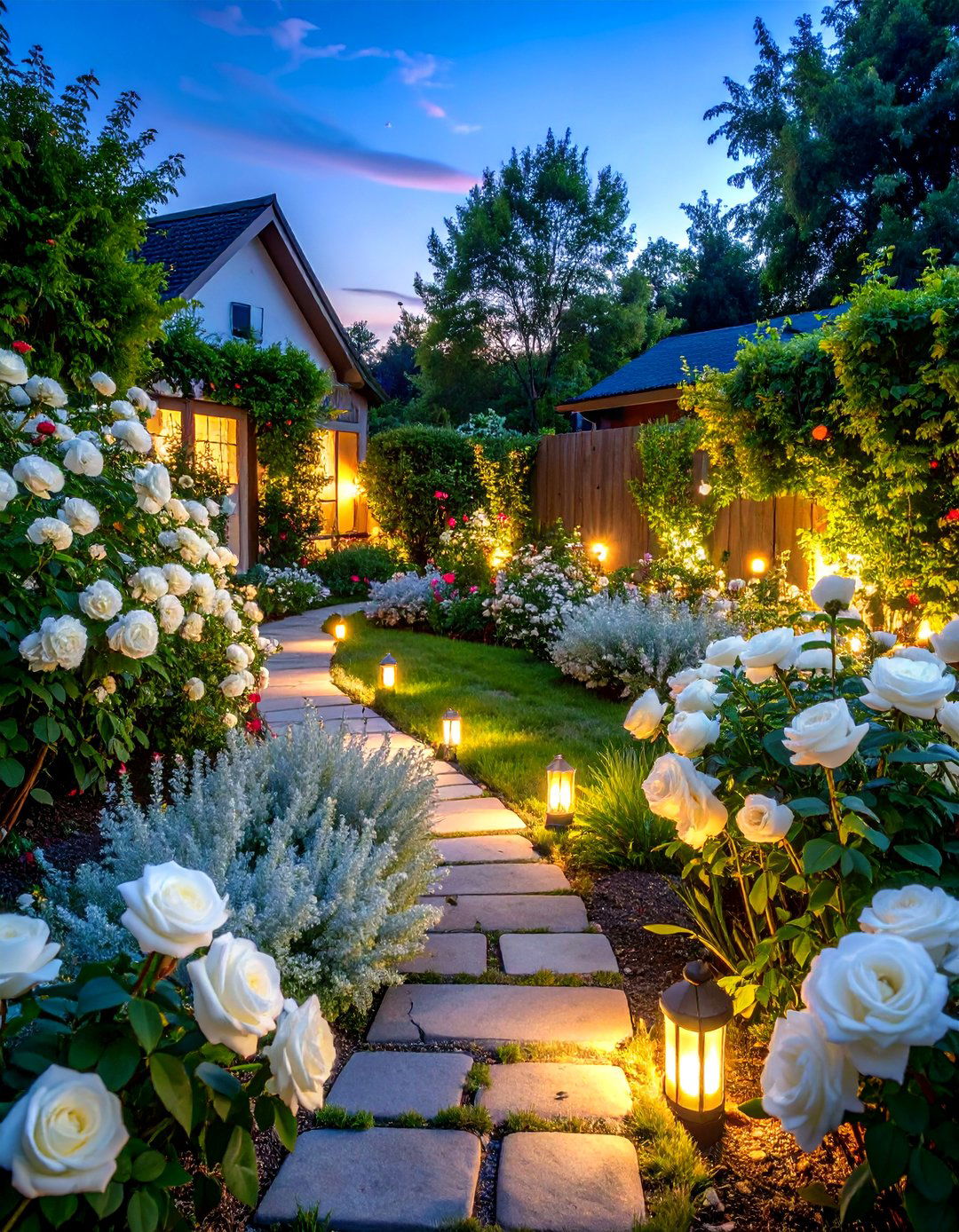 All White Moon Rose Garden - 30 rose garden ideas