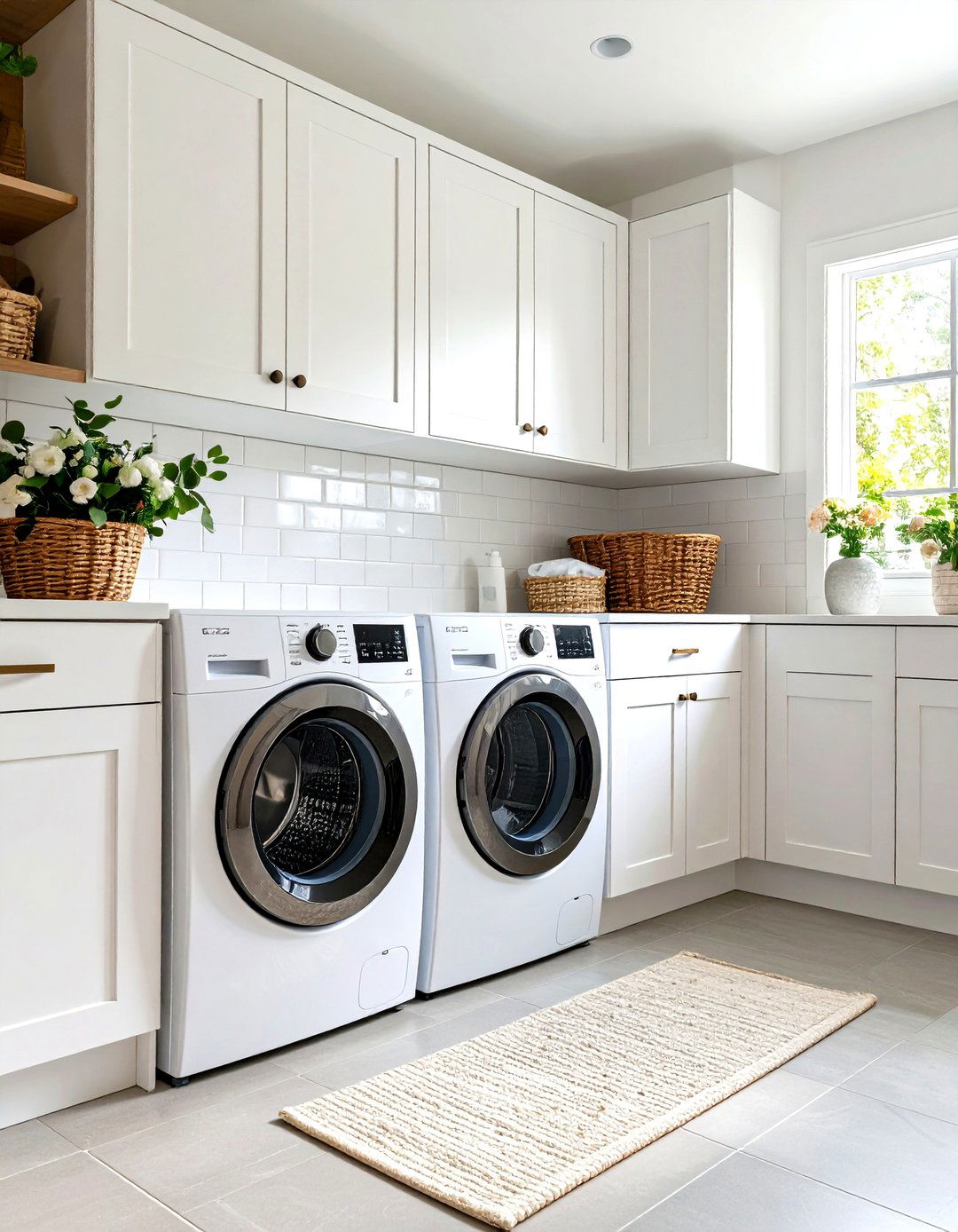 All White Serene Laundry Room - 30 laundry room inspo ideas