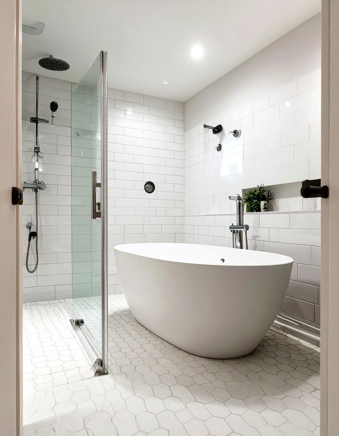 All White Tub and Shower for a Serene Feel - 30 tub in shower bathroom ideas