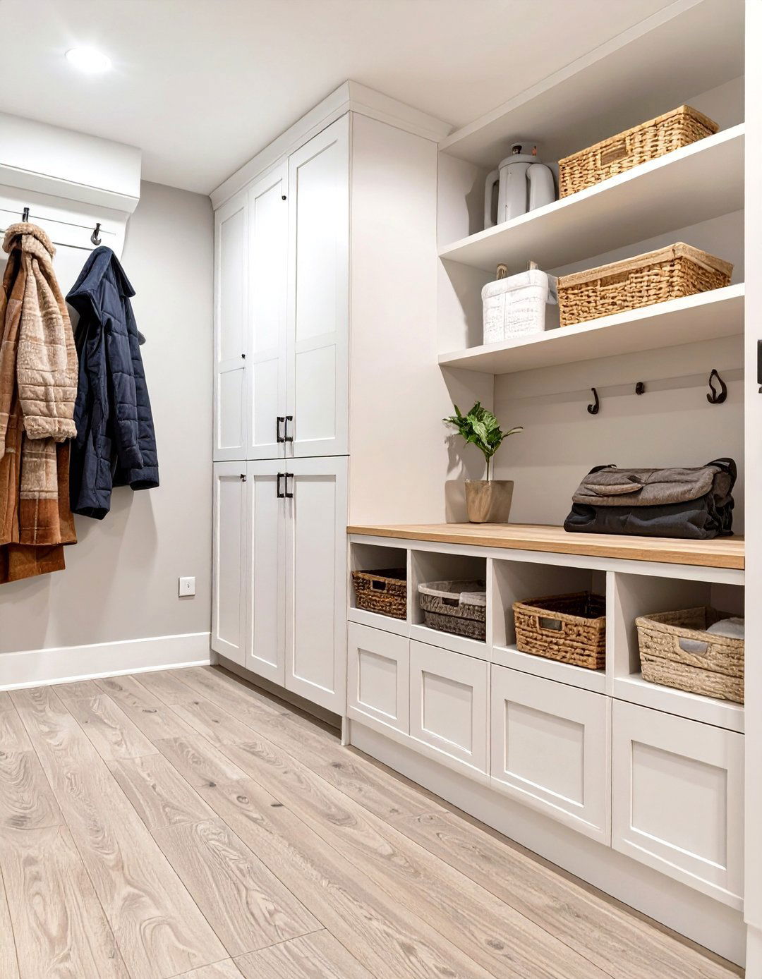 All in One Mudroom and Laundry Bench - 30 modern stacked laundry room ideas