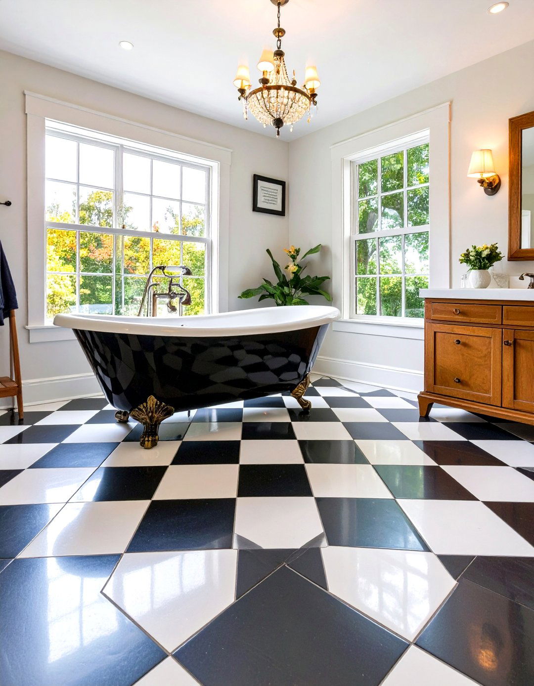 Alternating Black and White Penny Tile Pattern - 30 penny tile bathroom floor ideas