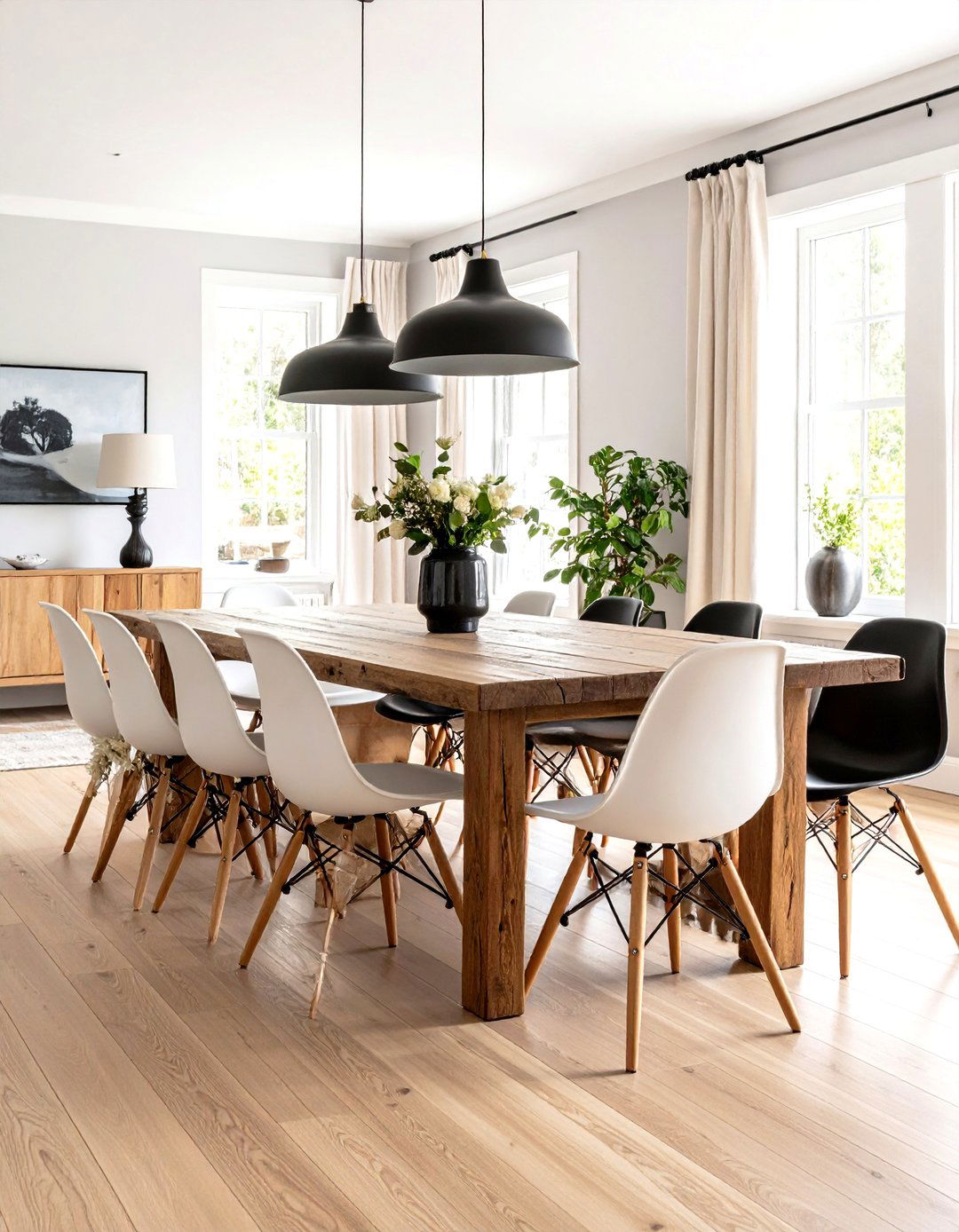 Alternating Chair Styles in a Dining Room - 30 rhythm in interior design ideas