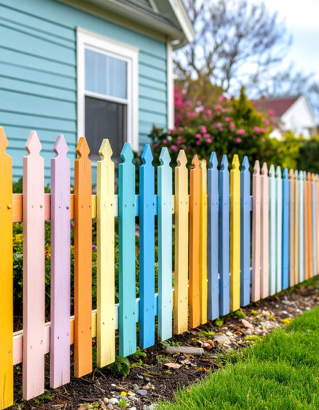 Alternating Picket Width Fence - 30 small front yard fence ideas