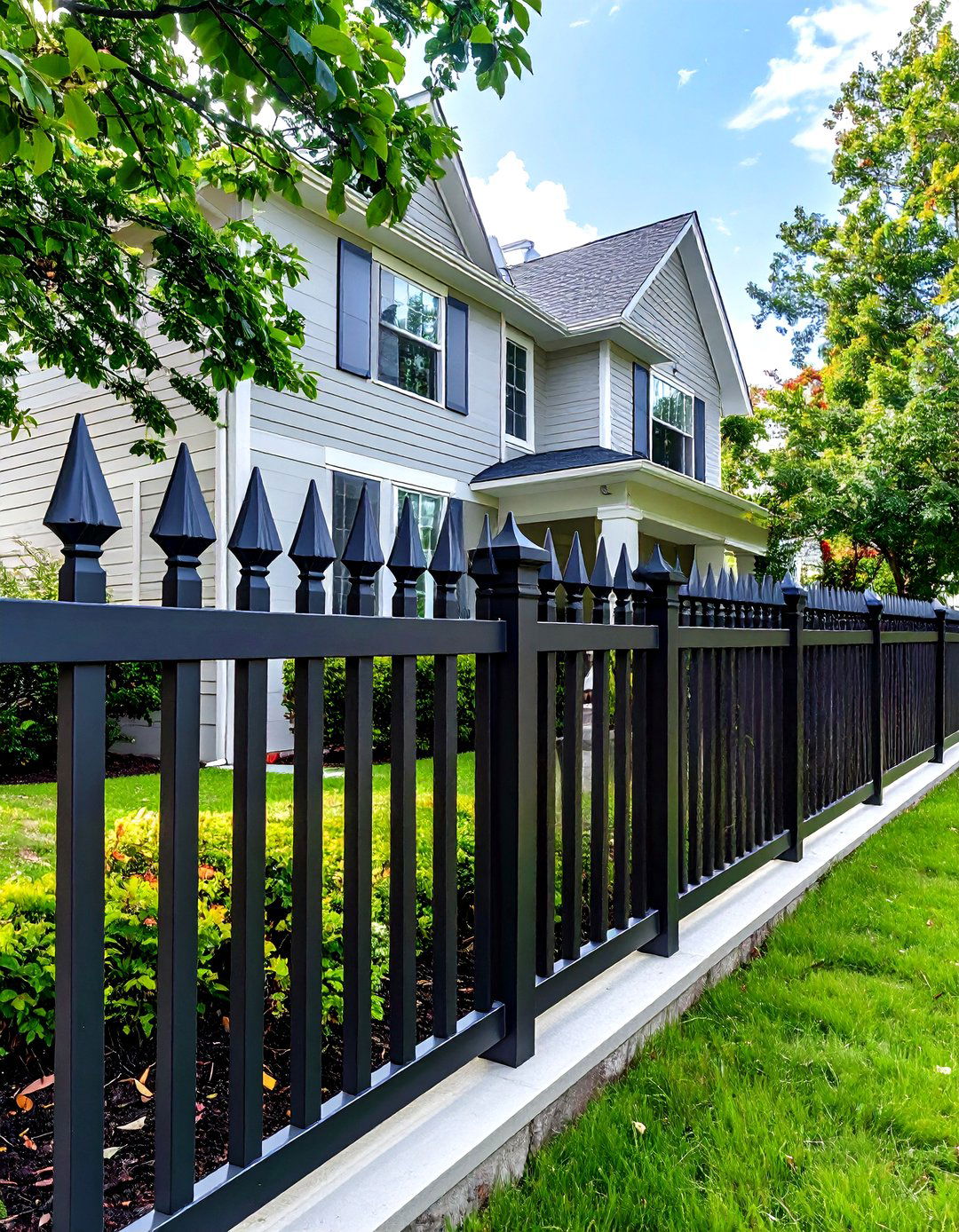 Aluminum Spear Top Fence - 30 fence ideas for front yard