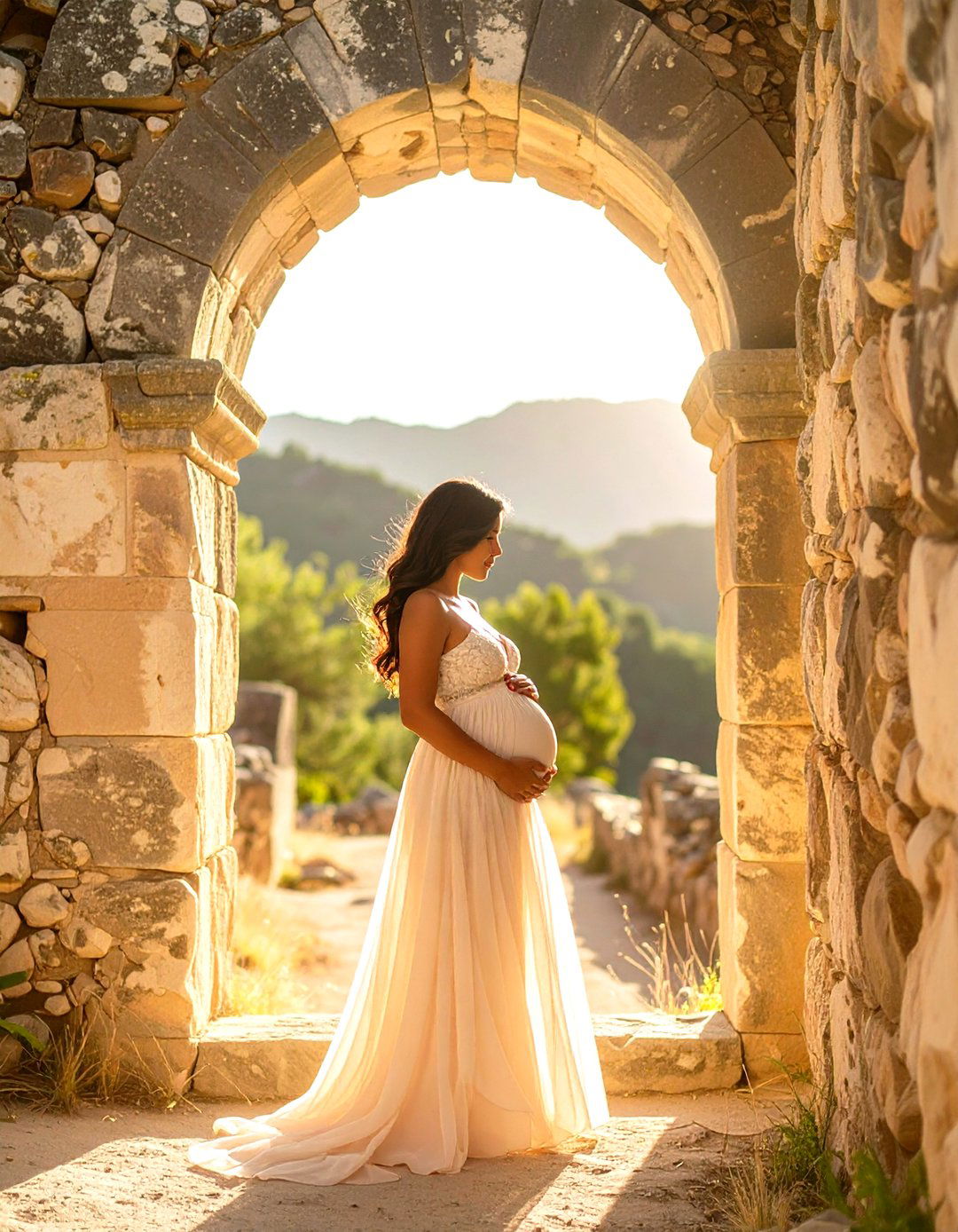 Among Ancient Ruins Maternity Photoshoot - 30 outdoor maternity photoshoot ideas