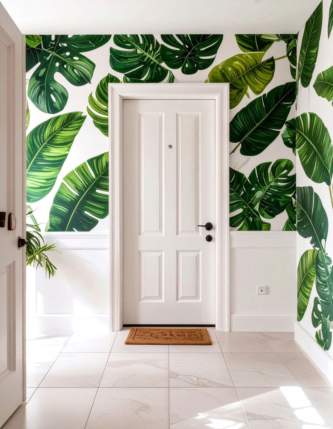 An Accent Wall with Bold Wallpaper - 30 small entryway design ideas
