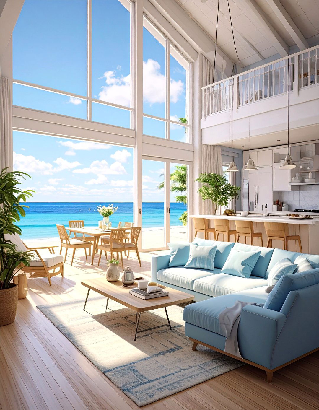An Airy Open Concept Living Space - 30 coastal interior design ideas