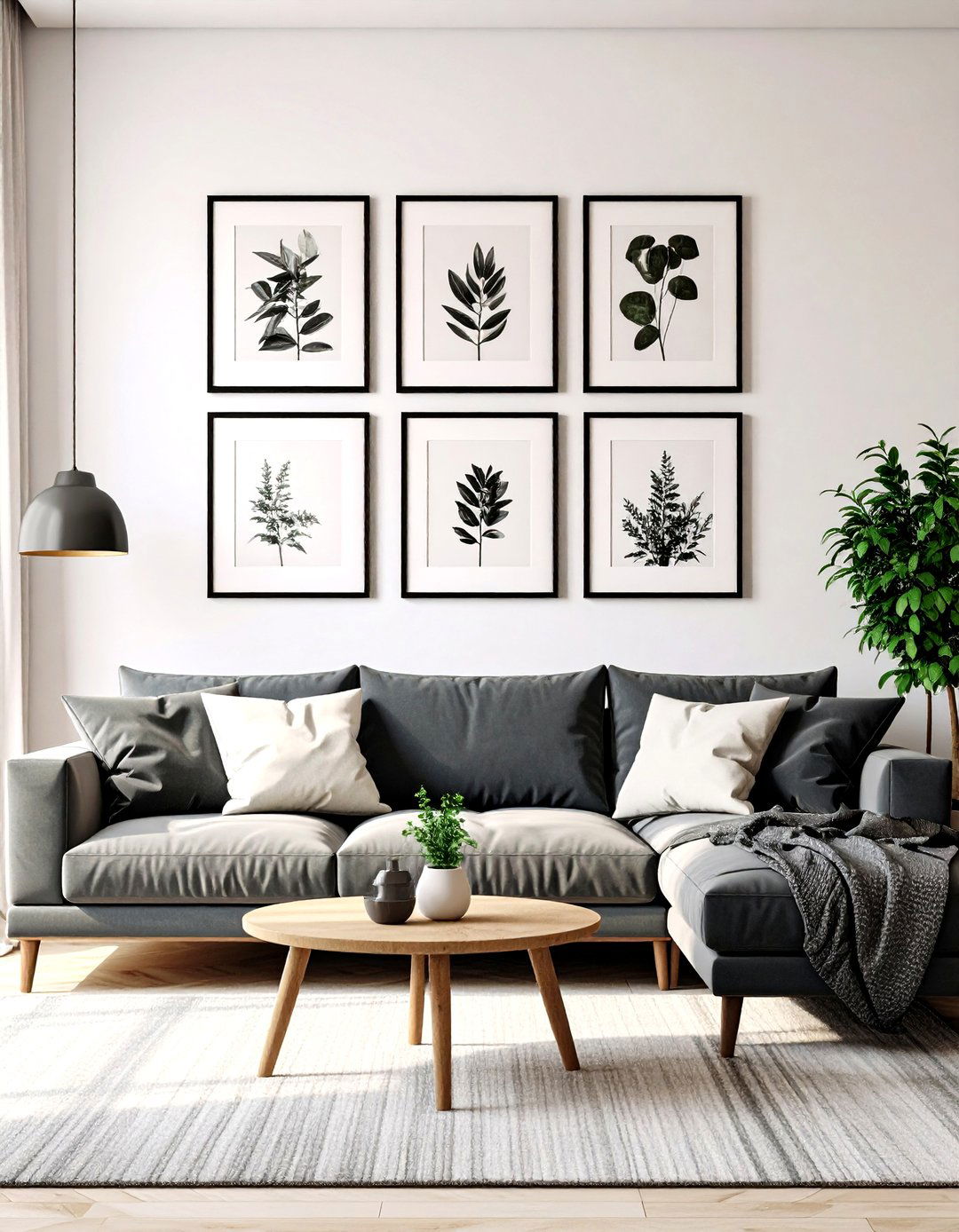 An Aligned Gallery Wall of Similar Frames - 30 repetition in interior design ideas