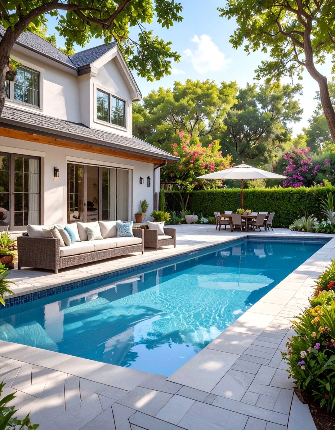 An All Paver Patio Pool Landscape - 30 low maintenance pool landscape design ideas