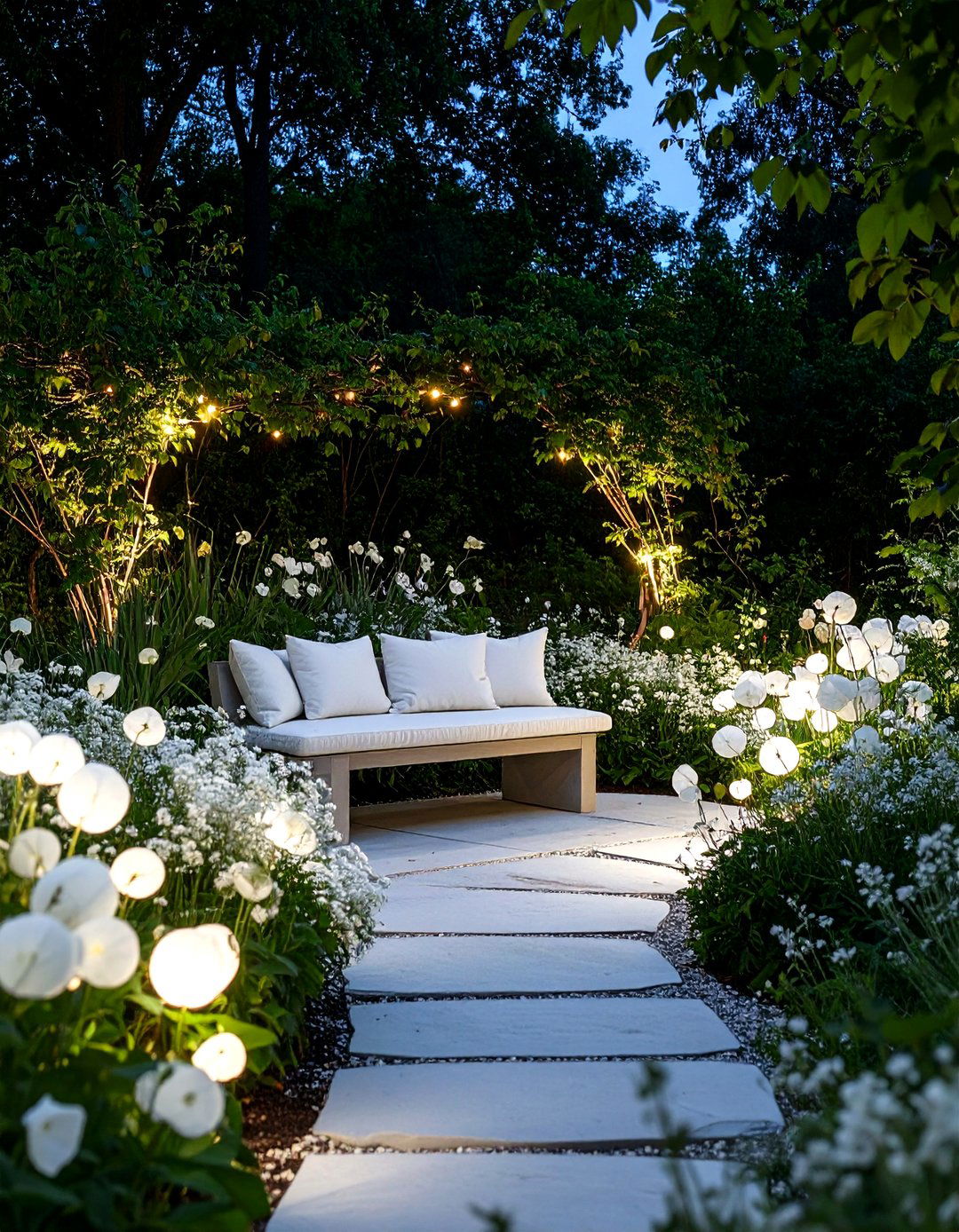 An All White Moon Garden - 30 garden ideas for backyard