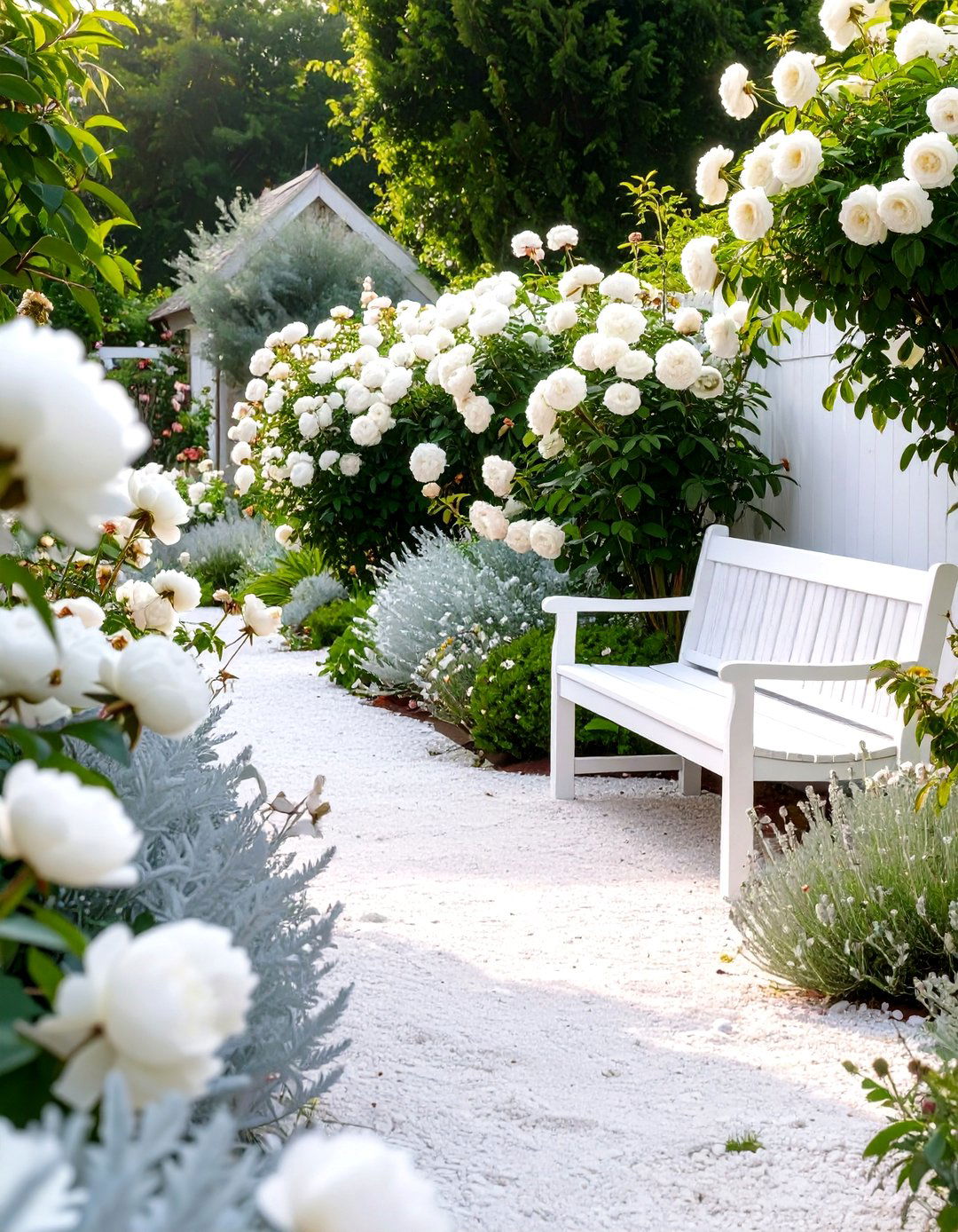 An All White Serenity Cottage Garden - 30 cottage garden ideas