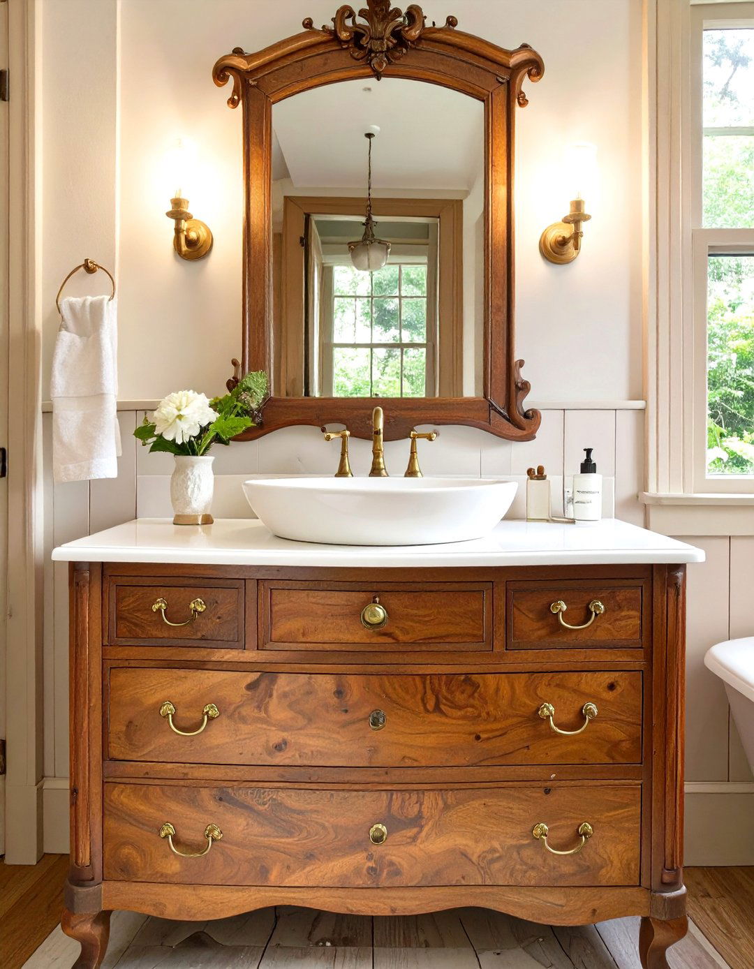 An Antique Dresser as a Vanity - 30 victorian bathroom ideas