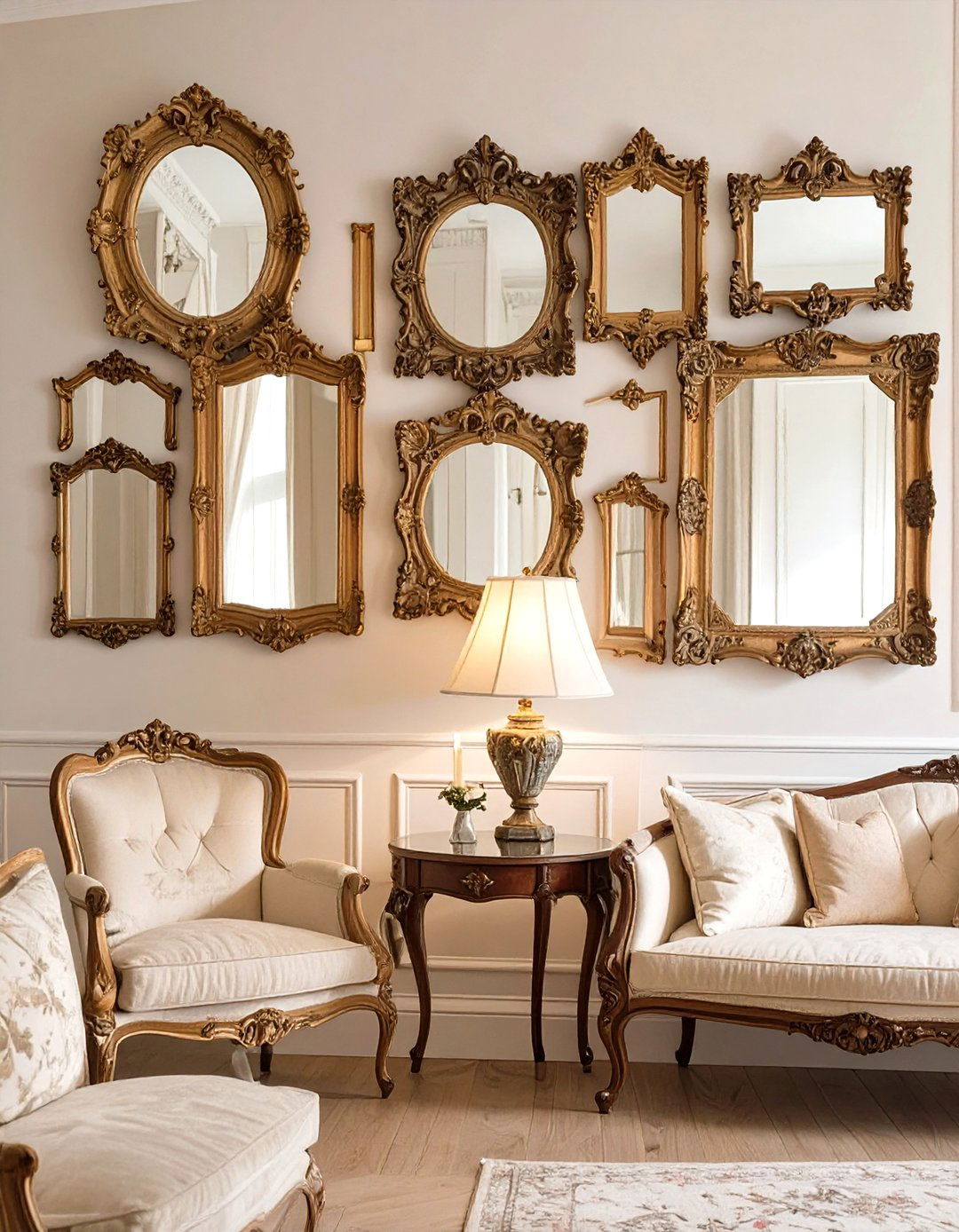 An Antique Mirror Collection - 30 creative living room wall decor ideas