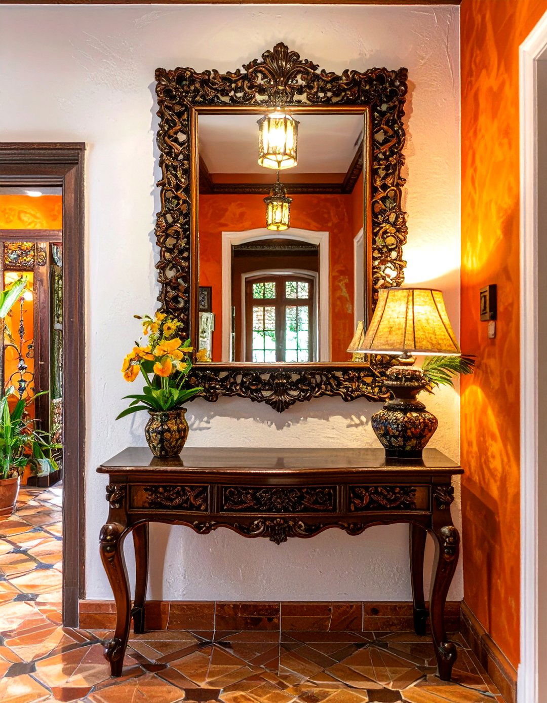 An Antique or Distressed Mirror - 30 spanish style interior design ideas