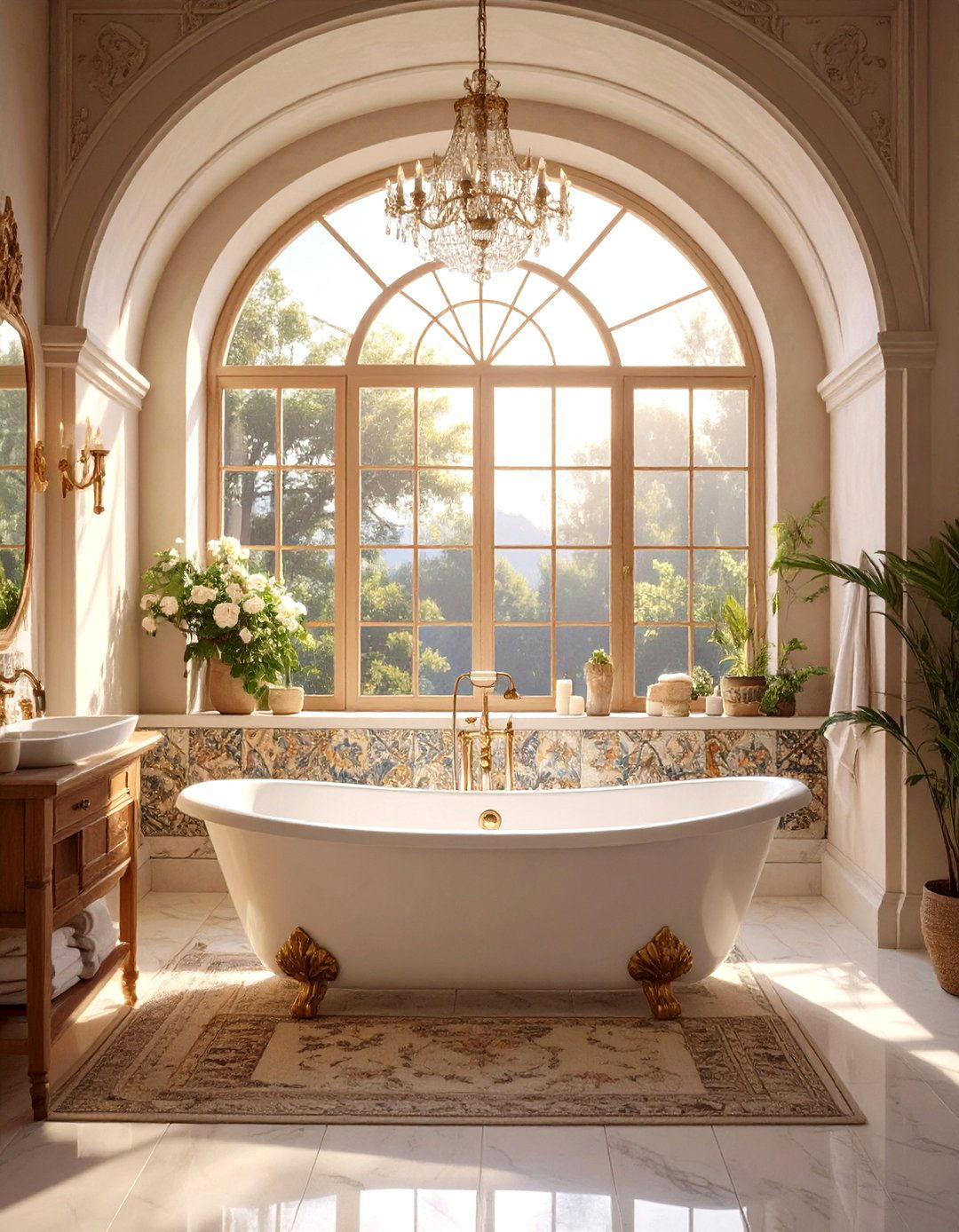 An Arched Window Over the Bathtub - 30 bathroom window ideas