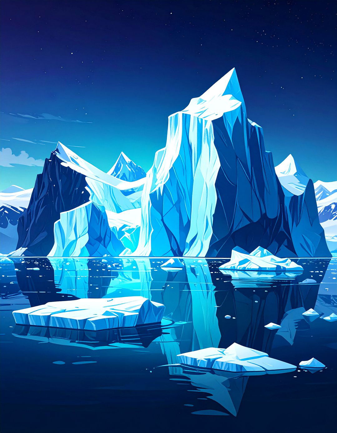 An Arctic Iceberg and Glacier Scene - 30 landscape drawing ideas