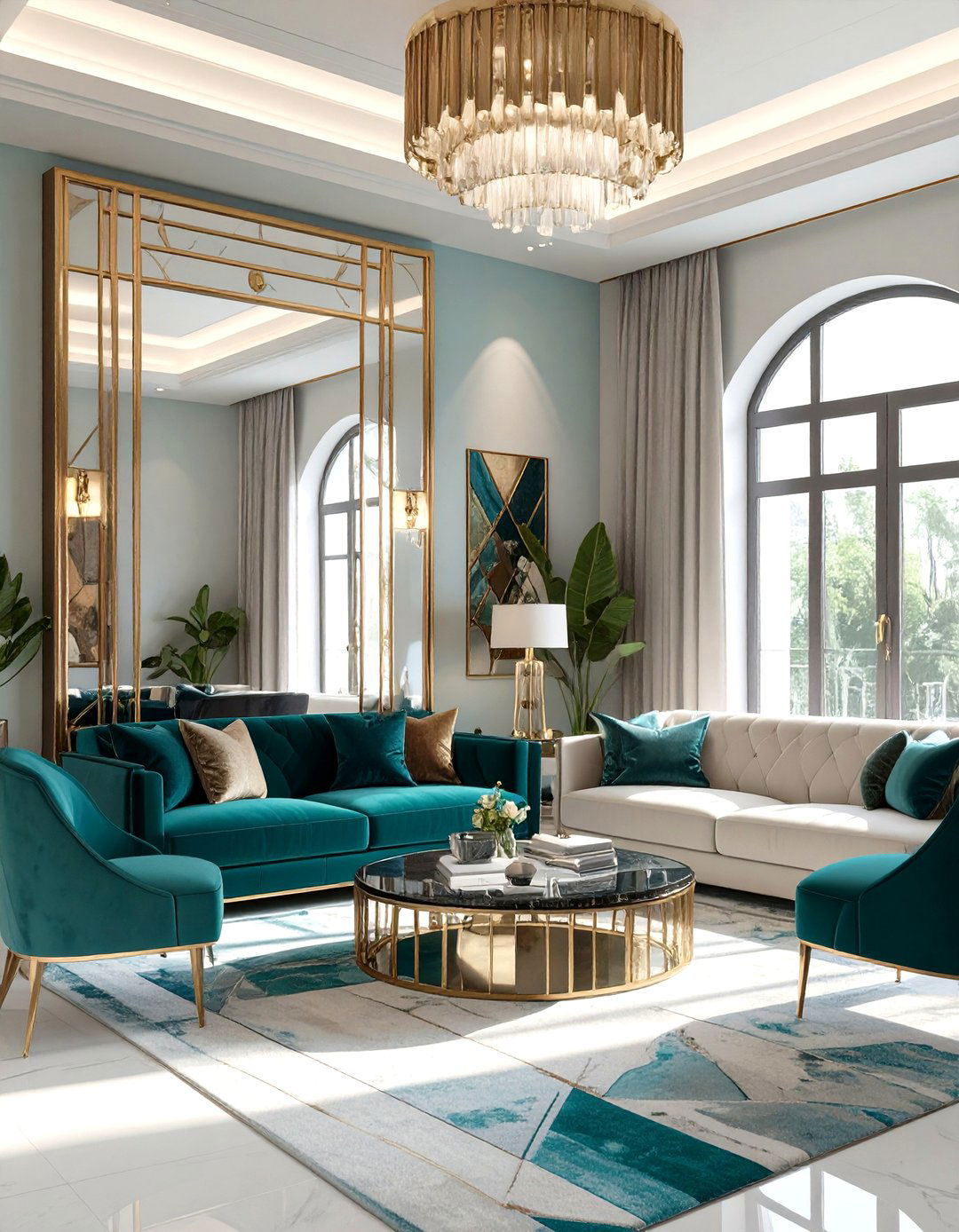 An Art Deco Inspired Sunken Living Room - 30 interior design with natural light ideas