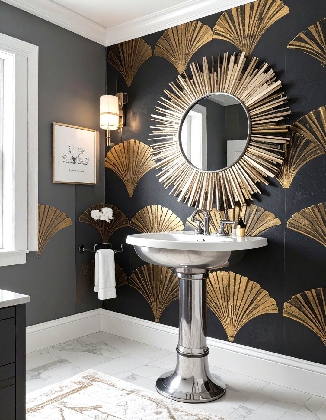 An Art Deco Powder Room Sketch - 30 interior design sketches ideas