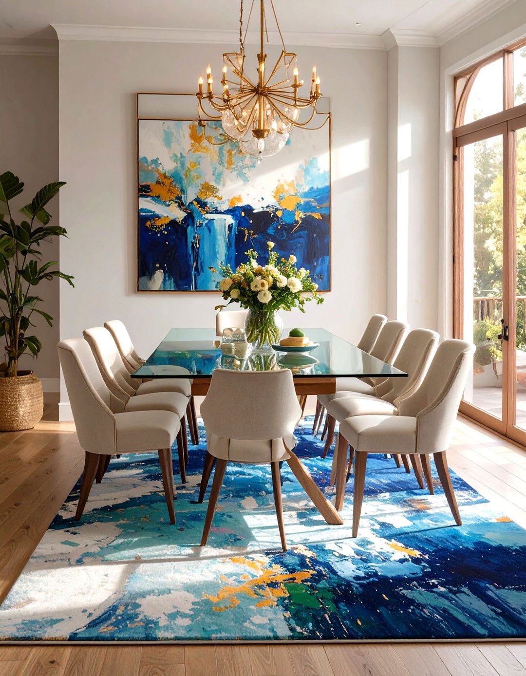 An Art Inspired Rug - 30 dining room art ideas