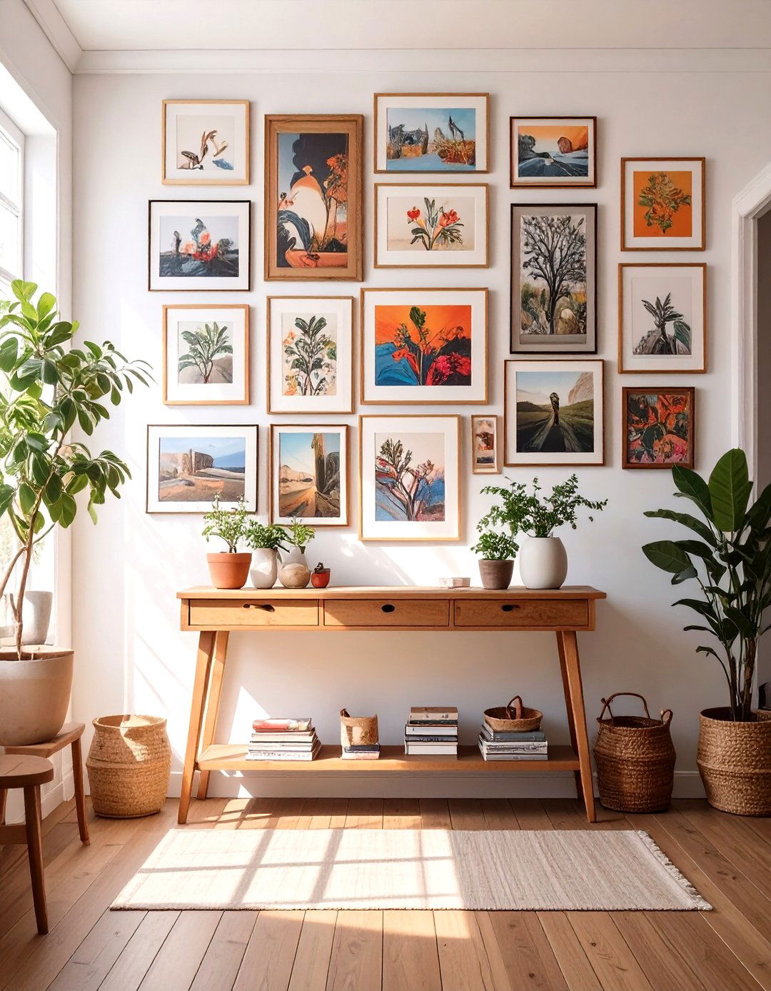 An Artsy Gallery Wall Entryway - 30 how to design a stylish entryway ideas