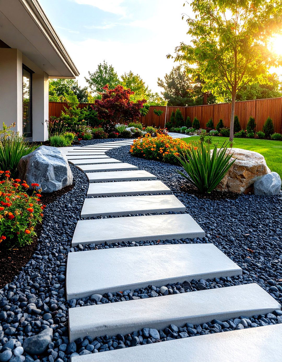 An Asymmetrical Modernist Walkway - 30 front walkway landscaping ideas