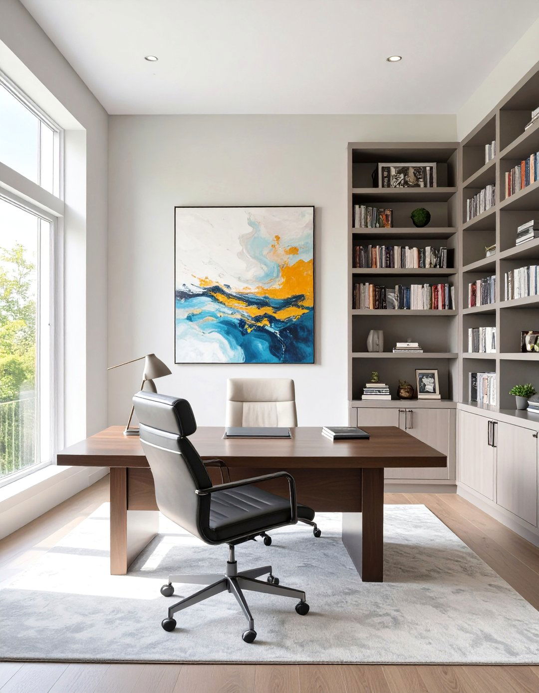 An Asymmetrically Balanced Home Office - 30 balance interior design ideas