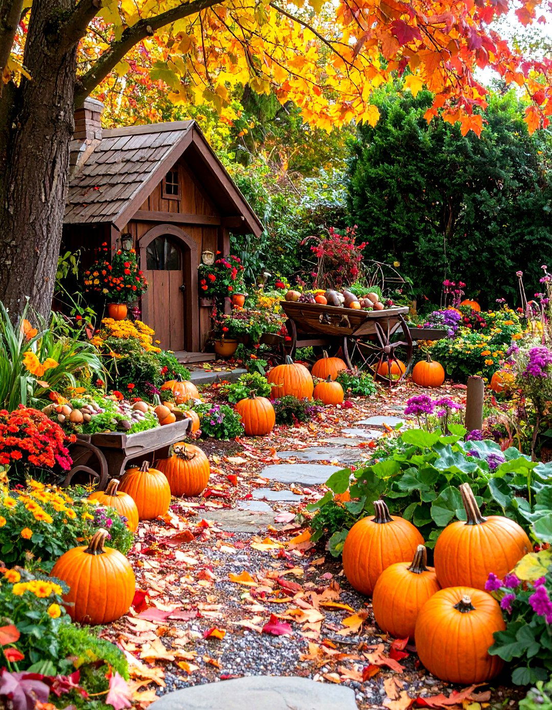 An Autumn Harvest Fairy Garden - 30 large outdoor fairy garden ideas