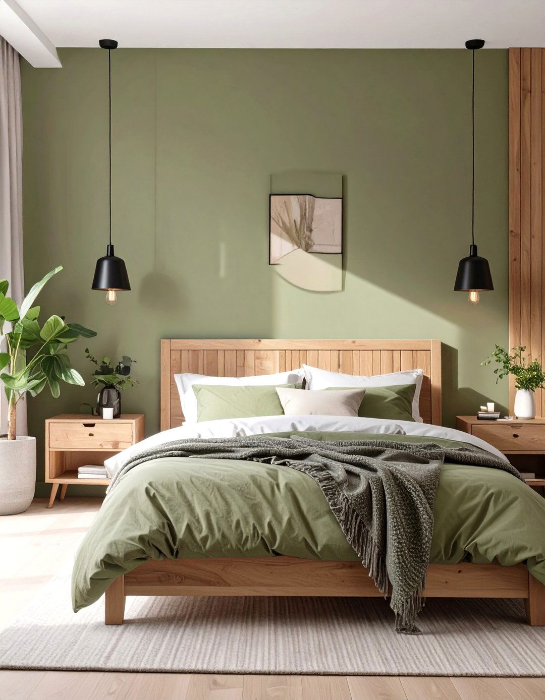 An Earthy Olive Green Bedroom - 30 colorful bedroom ideas