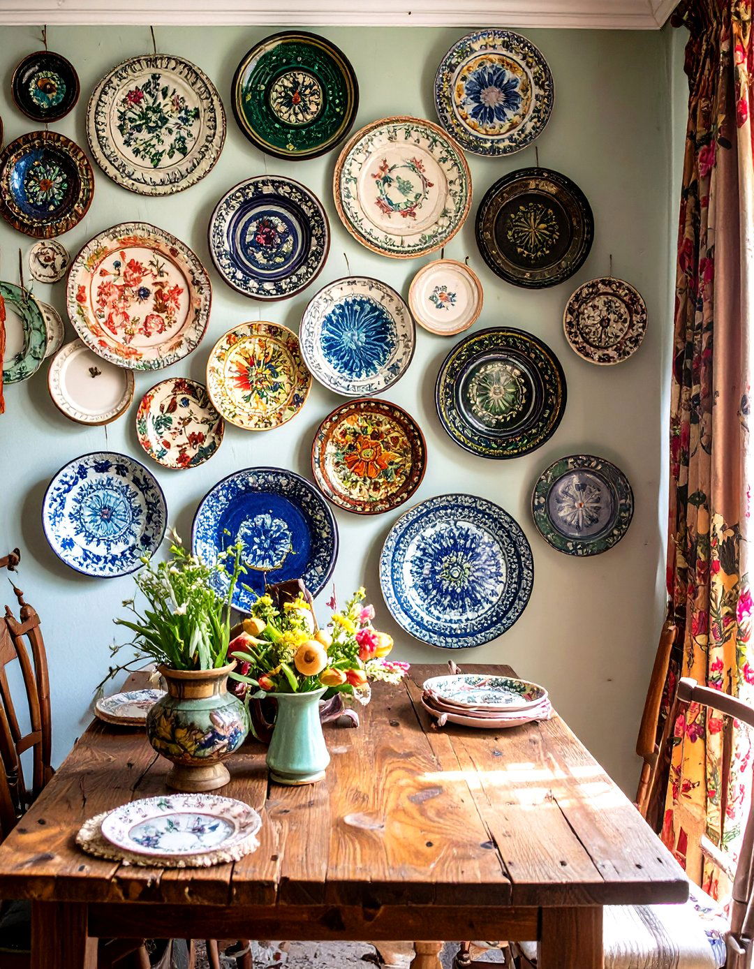 An Eclectic Plate Collection Wall - 30 ideas for wall decor