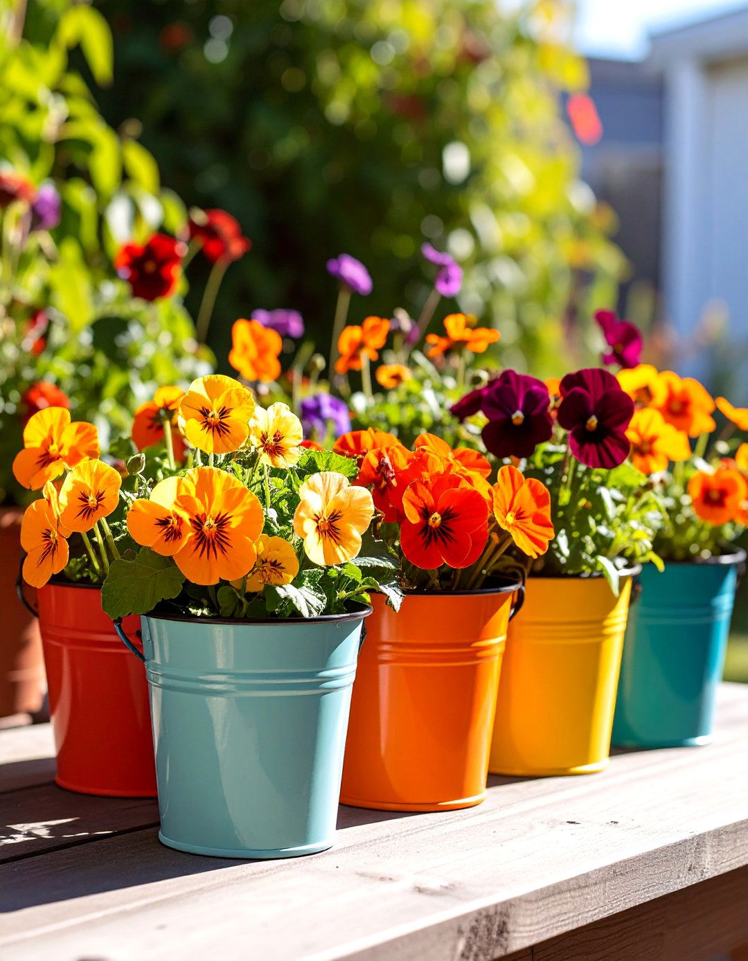 An Edible Flower Bucket Collection - 30 bucket garden ideas