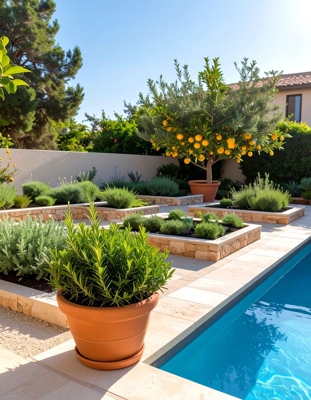 An Edible Garden Pool Landscape - 30 low maintenance pool landscape design ideas