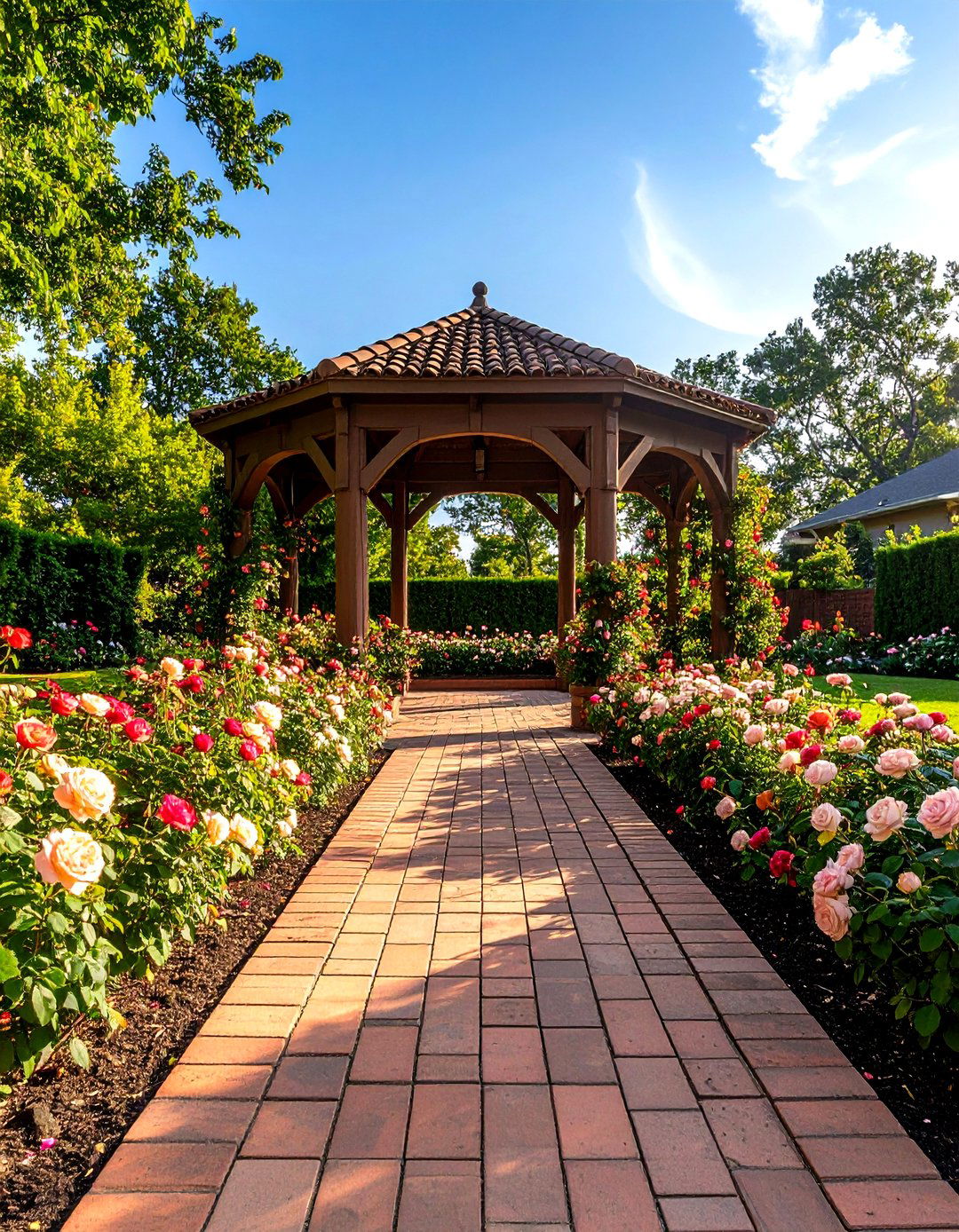 An Elegant Formal Rose Garden - 30 large backyard landscaping ideas
