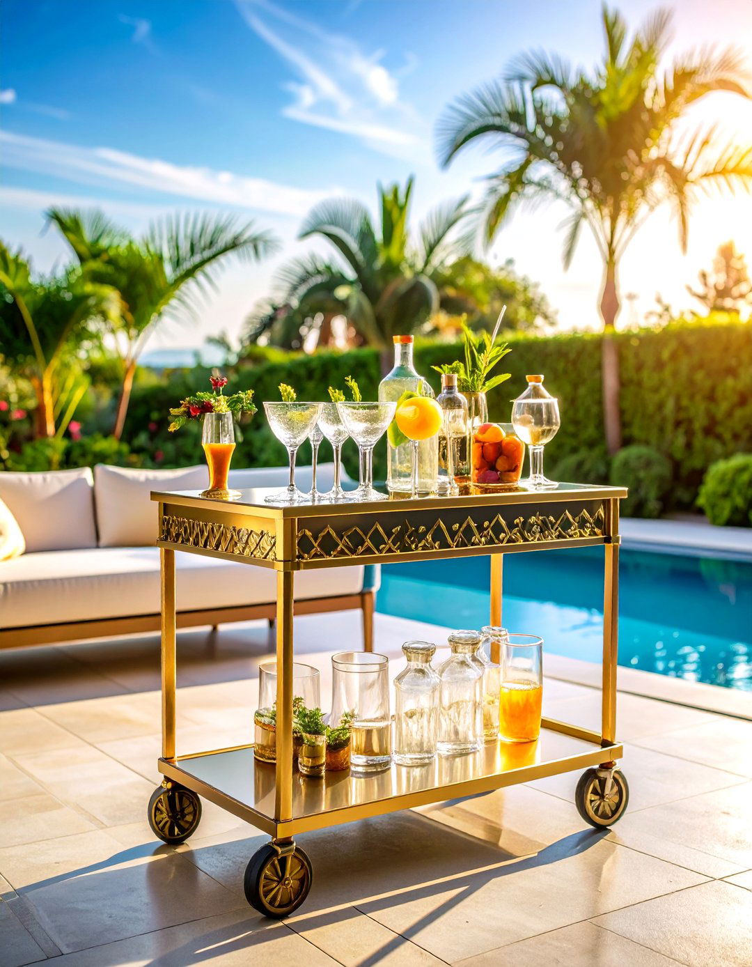 An Elegant Outdoor Bar Cart Station - 30 outdoor space ideas