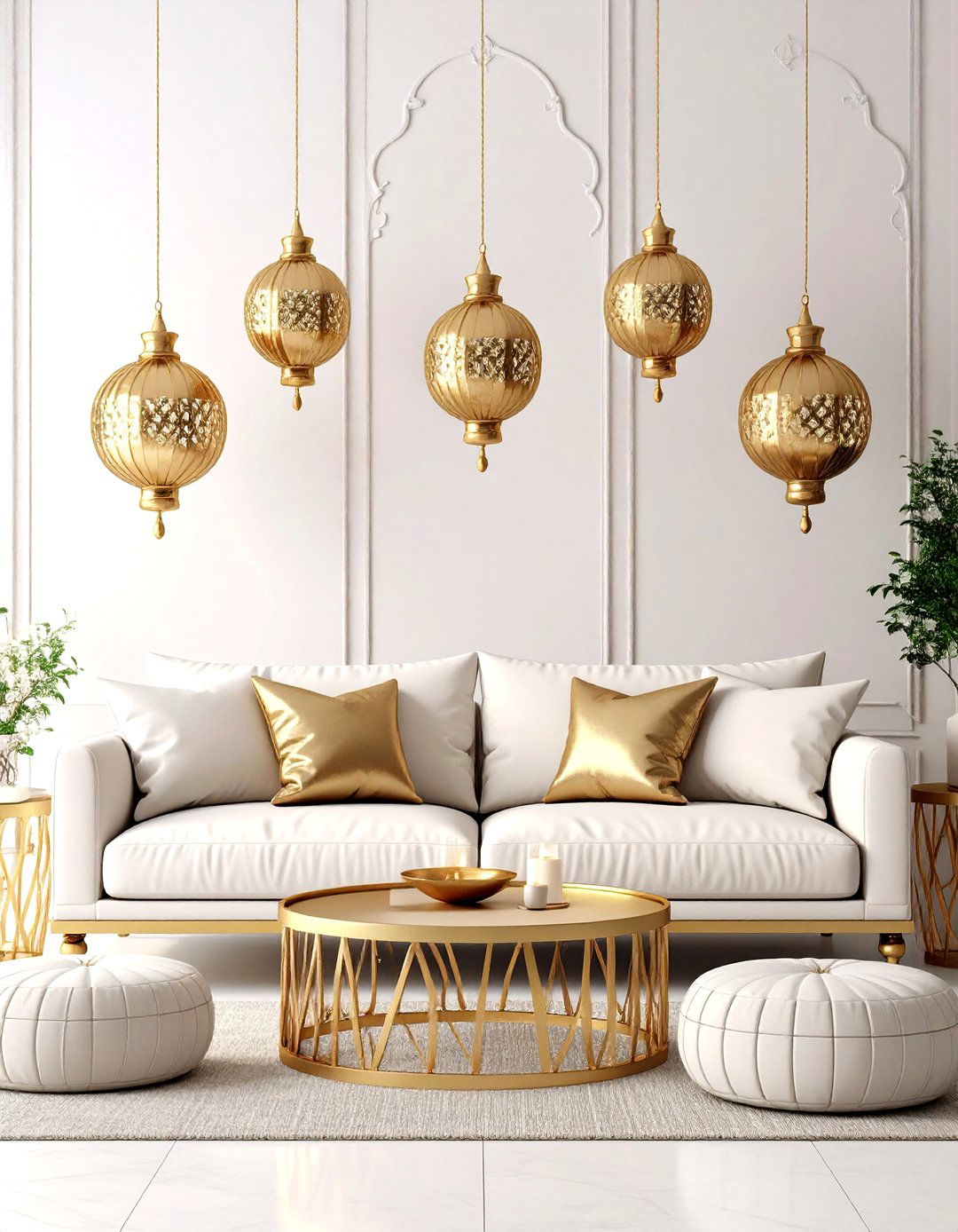 An Elegant White and Gold Theme - 30 diwali decoration ideas for living room