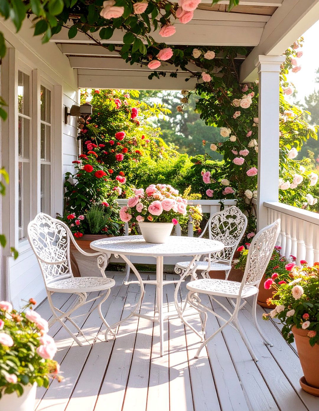 An English Cottage Garden Deck - 30 deck decorating ideas on a budget