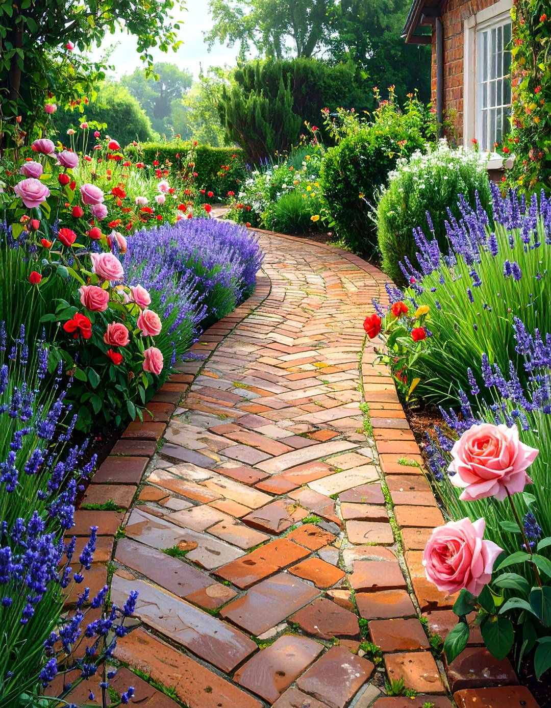 An English Cottage Garden Paver Path - 30 backyard paver ideas