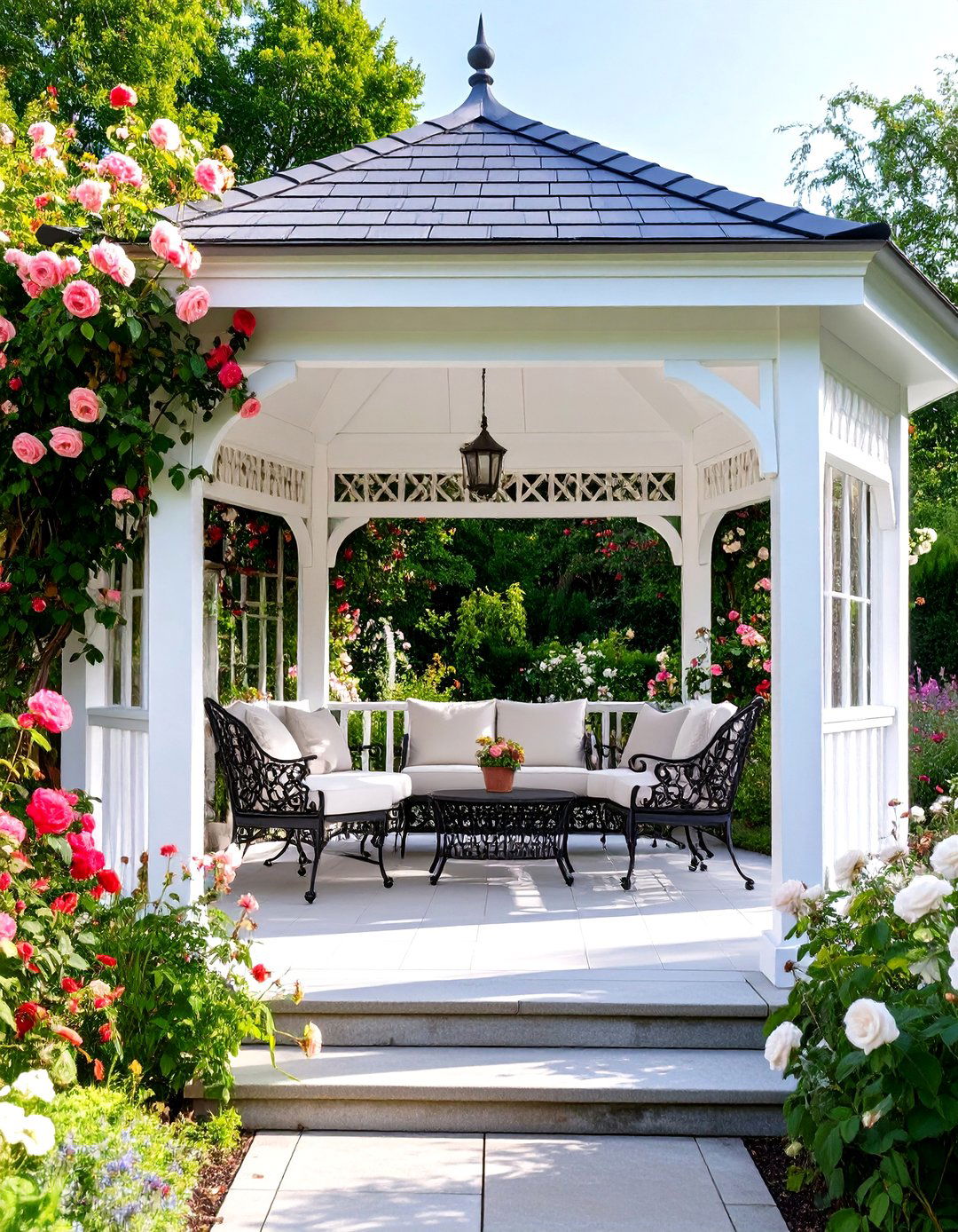 An English Garden Gazebo - 30 attached covered patio ideas