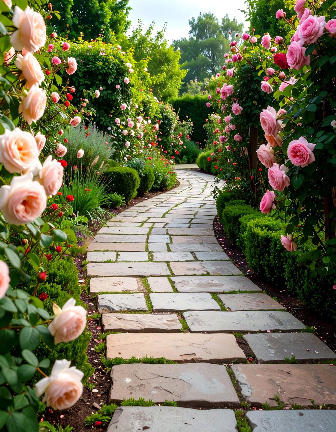 An English Garden Walkway - 30 backyard pavers ideas